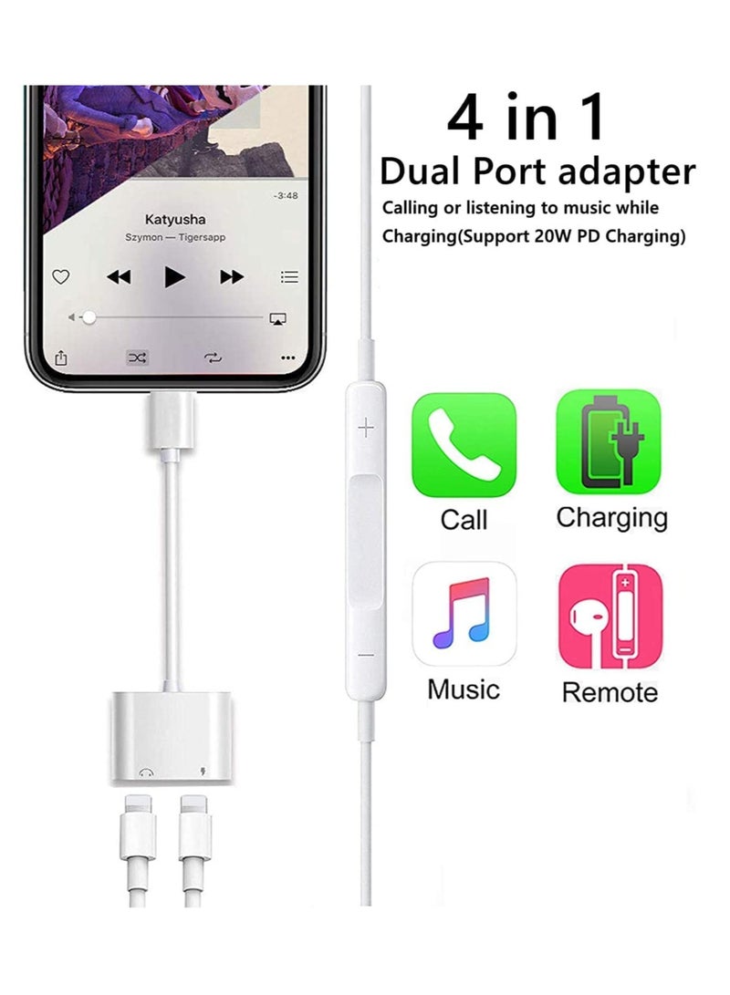 ELTRAZONE iPhone Headphones Adapter & Splitter, Lightning Adapter 3.5mm Dongle Charger 2 in 1 Dual Cable Aux Audio Adapter Compatible with iPhone 14/ 14 Pro Max/ 13 Pro Max/12 Pro/11/SE/X/XR/XS/SE/8/7/6 - Image 2
