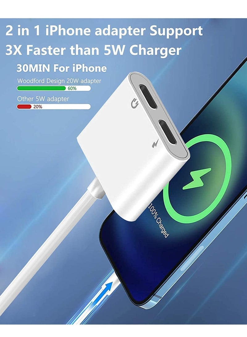 ELTRAZONE iPhone Headphones Adapter & Splitter, Lightning Adapter 3.5mm Dongle Charger 2 in 1 Dual Cable Aux Audio Adapter Compatible with iPhone 14/ 14 Pro Max/ 13 Pro Max/12 Pro/11/SE/X/XR/XS/SE/8/7/6 - Image 4