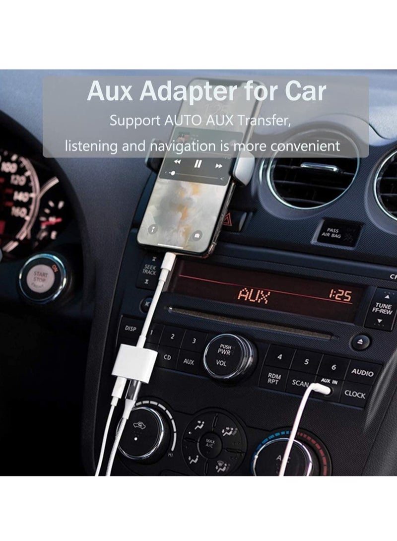 ELTRAZONE iPhone Headphones Adapter & Splitter, Lightning Adapter 3.5mm Dongle Charger 2 in 1 Dual Cable Aux Audio Adapter Compatible with iPhone 14/ 14 Pro Max/ 13 Pro Max/12 Pro/11/SE/X/XR/XS/SE/8/7/6 - Image 3