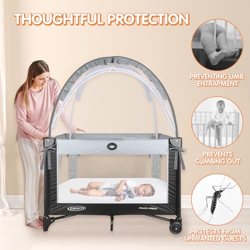 Zkaitoy Pack N Play Tent - Mini Crib Tent to Keep Baby from Climbing Out - Crib Net to Keep Baby in - Pop Up Breathable Cribs Cover - Canopy with Upgrade Strong Mesh and Durable Zipper (Gray, Small) - Image 2