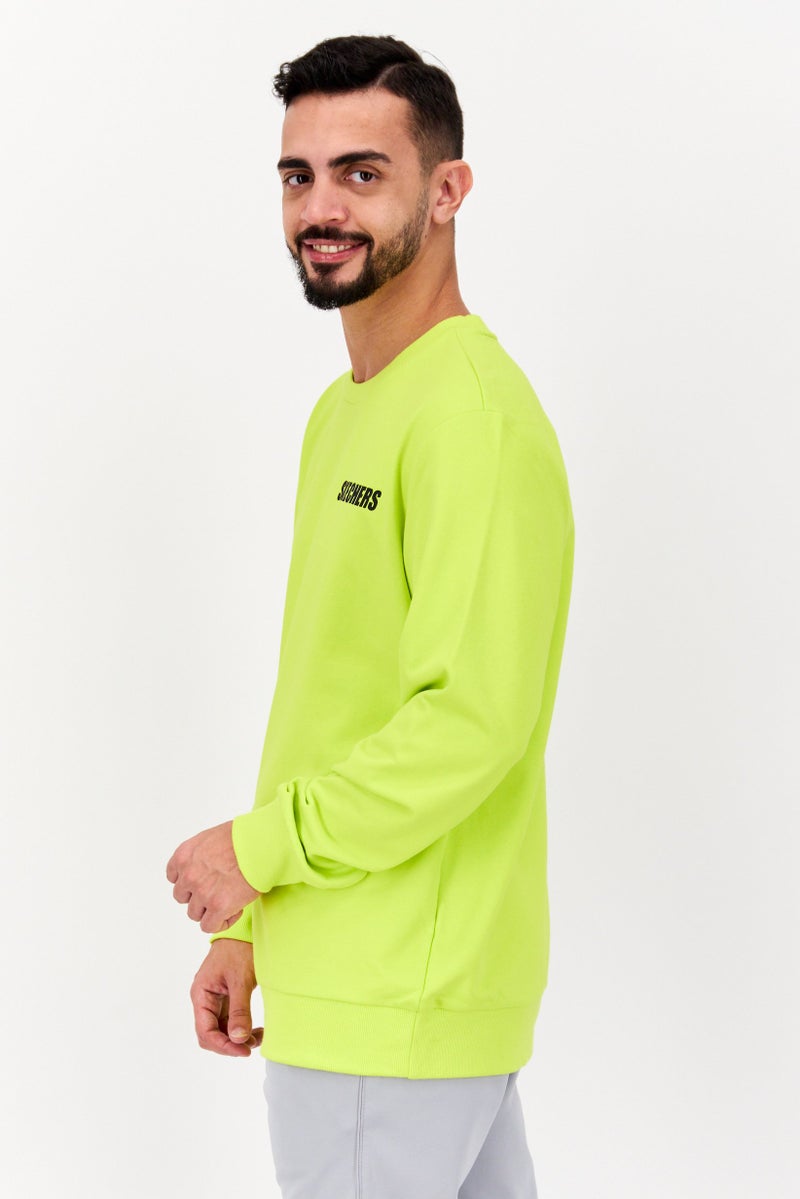 SKECHERS Men Sportswear Fit Long Sleeve Training Sweatshirt, Lime - Image 3