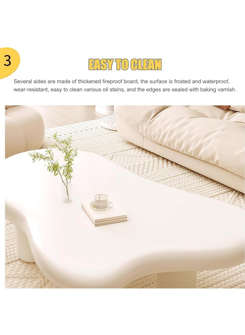 LEDIN Cloud Coffee Table, Unique Design Accent Table for Living Room and Bedroom, Stylish and Functional Furniture Piece-Durable and Easy to Clean, Free Shape with 4 Legs, 39.4in, Cream White - Image 3