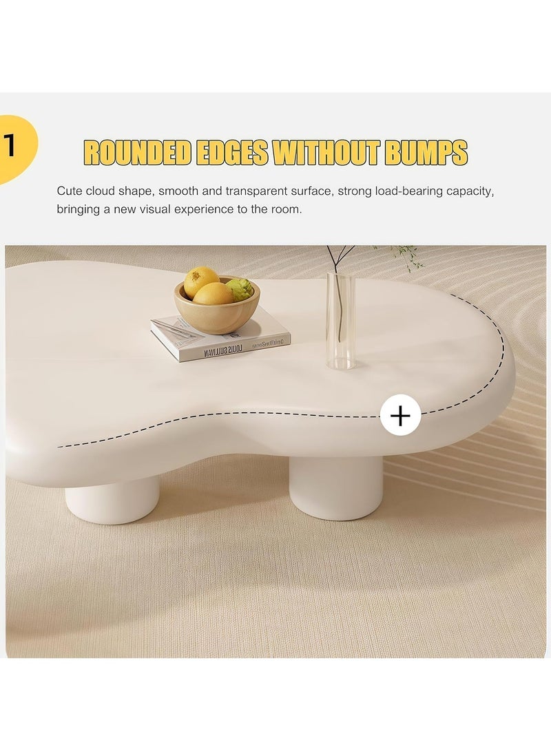 LEDIN Cloud Coffee Table, Unique Design Accent Table for Living Room and Bedroom, Stylish and Functional Furniture Piece-Durable and Easy to Clean, Free Shape with 4 Legs, 39.4in, Cream White - Image 5