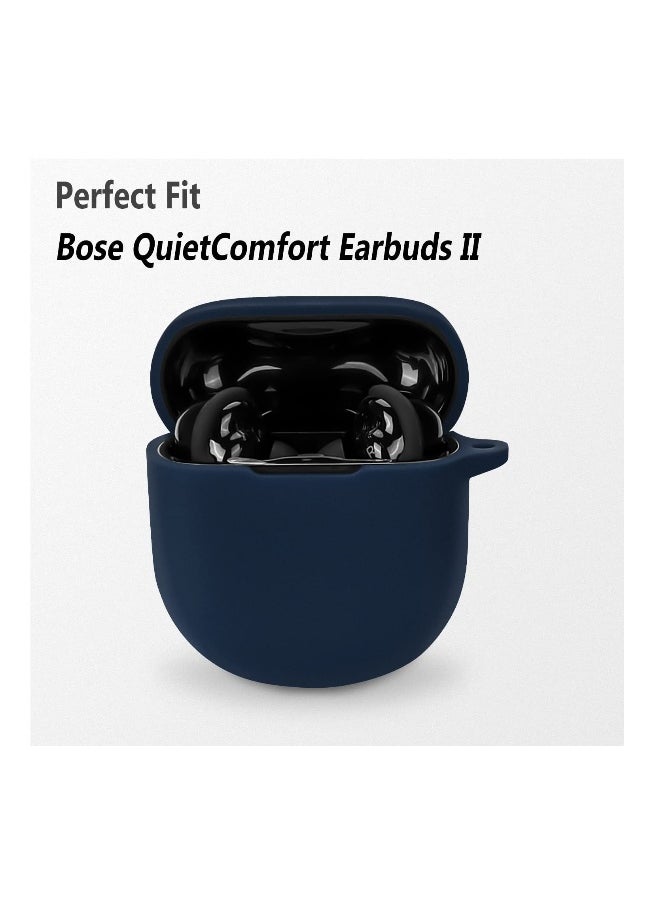 NIBEMINENT - For Bose QuietComfort Earbuds II Case Cover, with Carabiner for Convenient Carrying Silicone Case Compatible with Bose QuietComfort Earbuds II (Blue) - Image 1