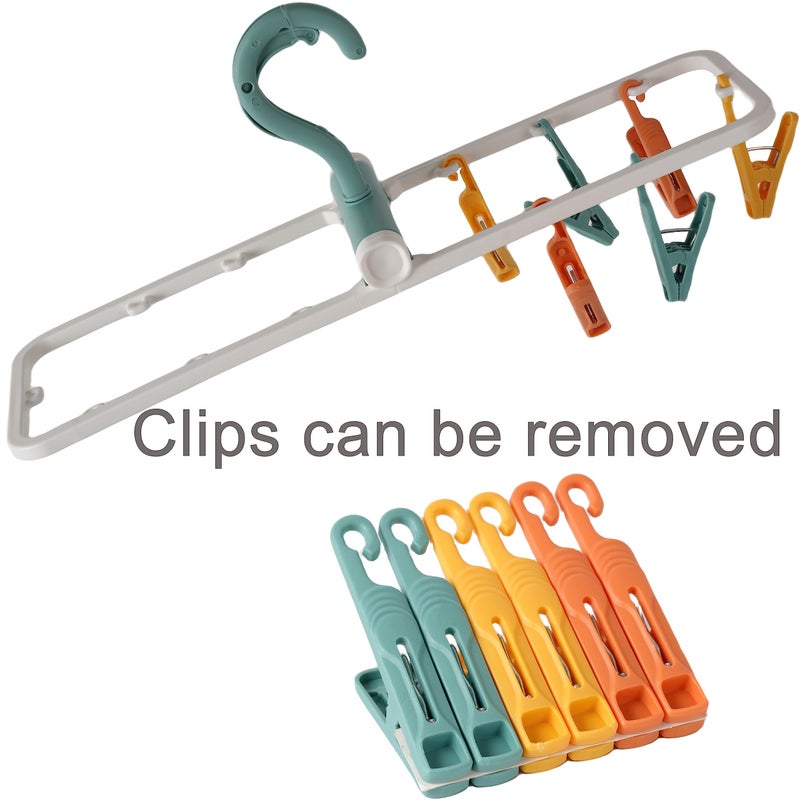 Foshine Clothes Drying Racks 2 Pack Grey Colour Small Folding Portable Underwear Hangers with 12 Clips 360Â° Rotatable Hook for Socks Drying Towels Bras Baby Clothes Gloves Plast - Image 4