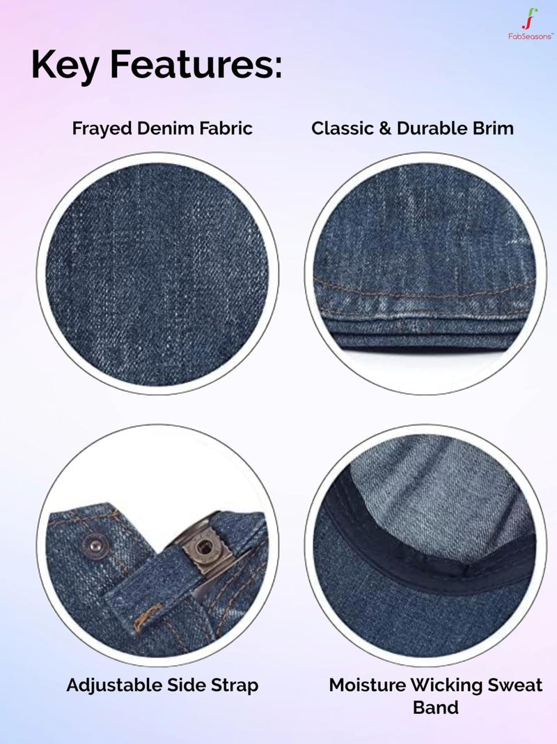 FabSeasons Denim Jeans Cotton Ivy Flat Golf Cap – Classic Newsboy Gatsby Hat for Men - Image 2