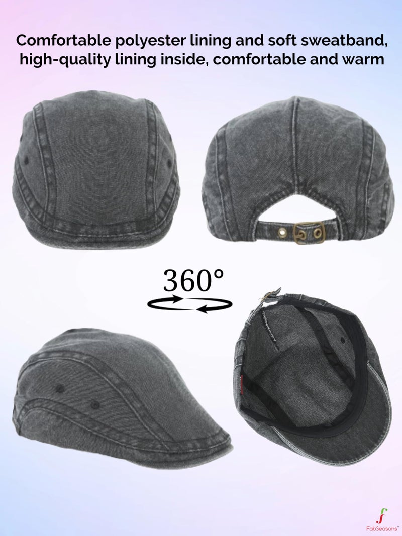 FabSeasons Denim Jeans Cotton Ivy Flat Golf Cap – Classic Newsboy Gatsby Hat for Men - Image 4