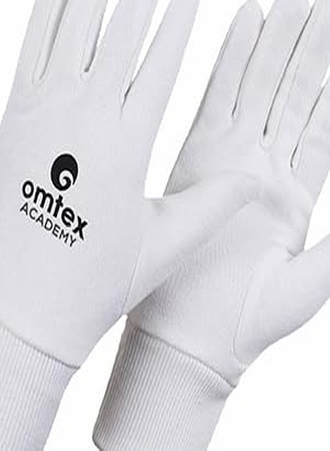 omtex Cricket Batting and Wicket Keeping Inners Gloves White Washable and Reusable, Highly Absorbent, Durable Cotton Fabric - Academy - Image 3