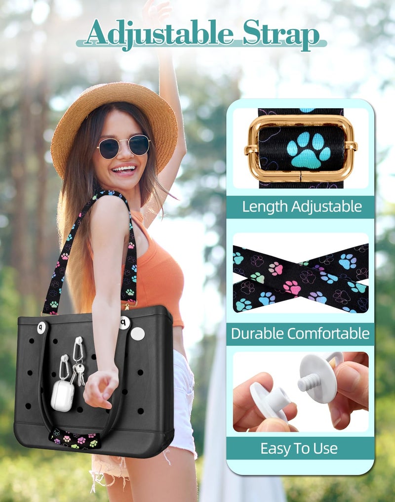 Toykee Bag Strap Crossbody for Bogg Bag Accessories - Charms Shoulder Strap Neoprene Luggage Handle Wrap for Suitcase & 2 Key Holders Paw - Image 2