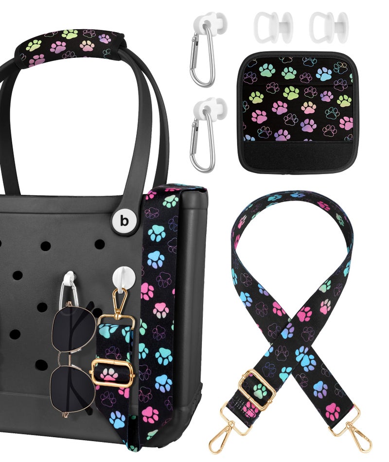 Toykee Bag Strap Crossbody for Bogg Bag Accessories - Charms Shoulder Strap Neoprene Luggage Handle Wrap for Suitcase & 2 Key Holders Paw - Image 1