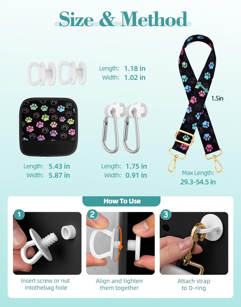 Toykee Bag Strap Crossbody for Bogg Bag Accessories - Charms Shoulder Strap Neoprene Luggage Handle Wrap for Suitcase & 2 Key Holders Paw - Image 5