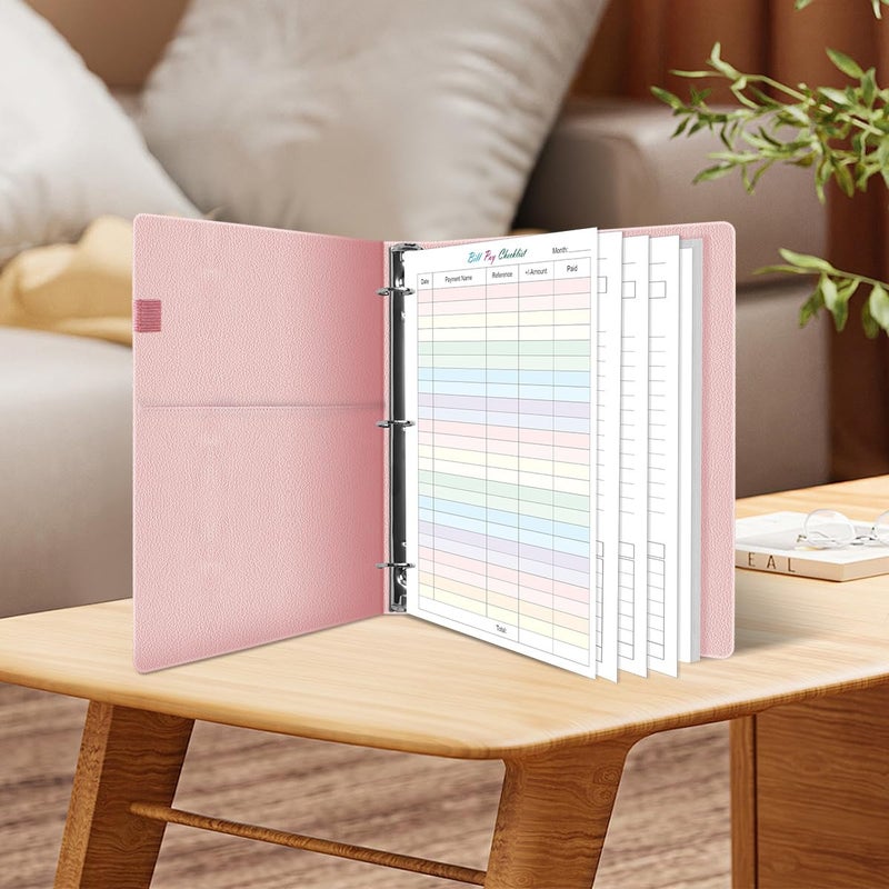 Yaridar A4 Bill Payment Checklist Refills Paper - 3-Hole Punched Loose Leaf Budget Planner Refill, 50 Sheets/100 Pages Colorful Monthly Budget Forms, 100 gsm White Paper, 8.5" x 11" - Image 5