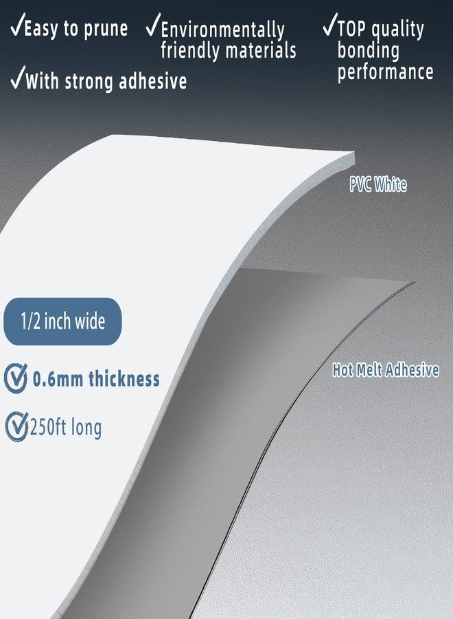 ZYJT White Edge Banding, 1/2 inch x 250ft roll of Veneer Edge Banding -Pre-glued Flexible Edging, PVC Tape Banding on with Hot Melt Adhesive Easy Application for Cabinet Repair Furniture Restoration - Image 2