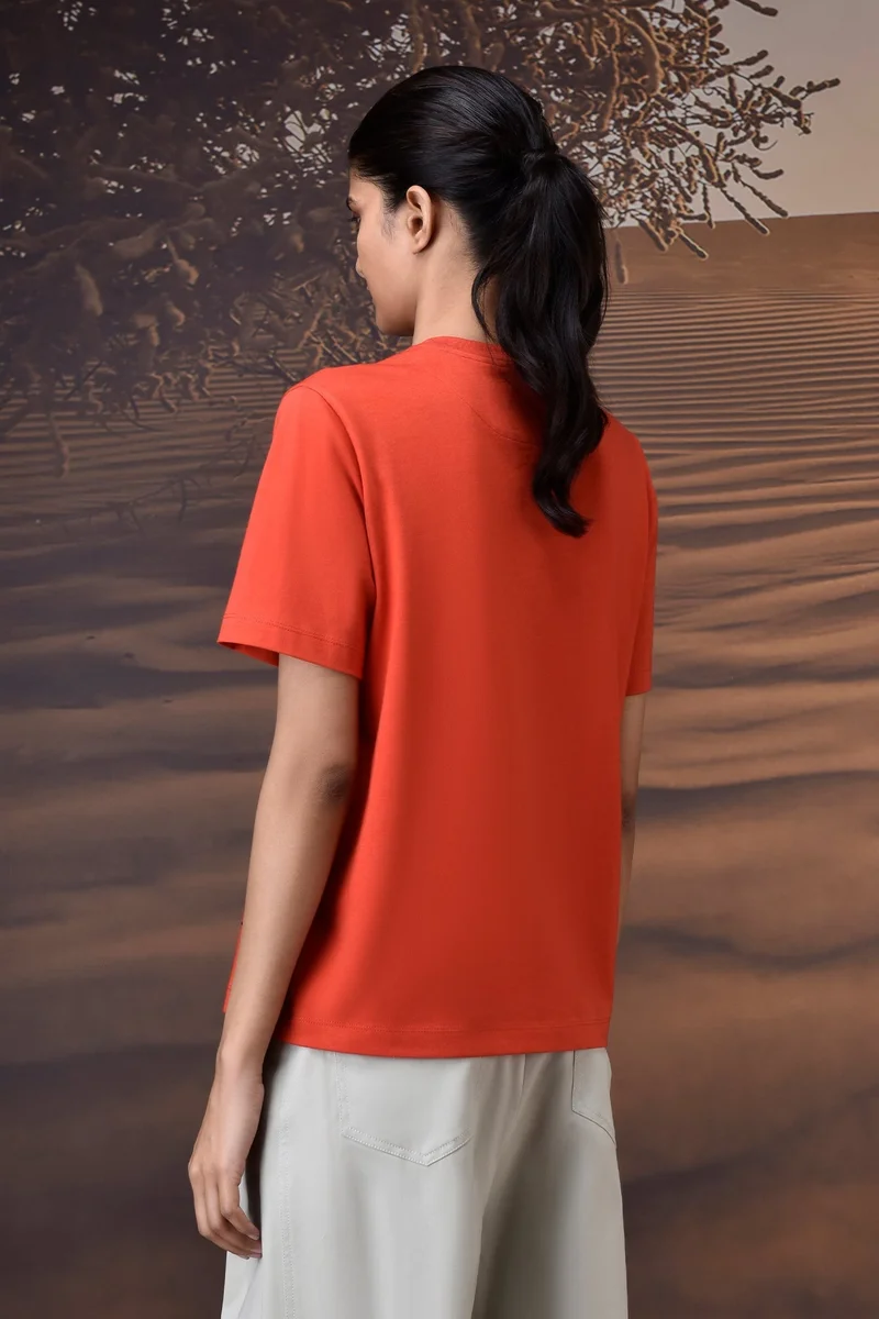 Genes Lecoanet Hemant  French Sketch Cotton Jersey T-Shirt - Coquelicot Red for Women | Best Price UAE