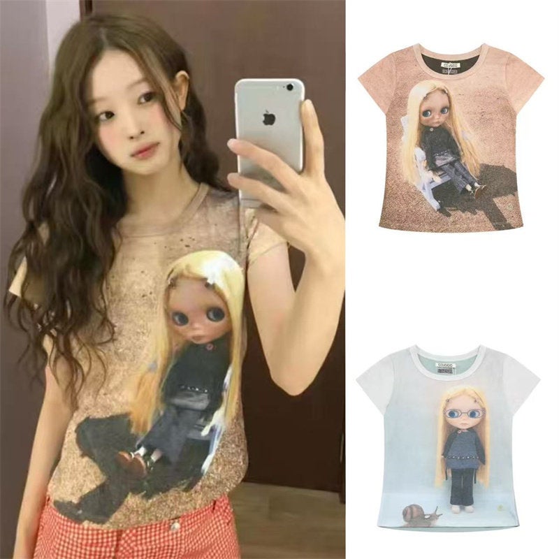 Women's Cartoon Print T-Shirt - Image 1