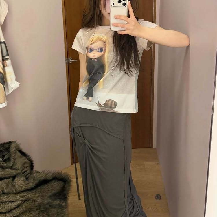 Women's Cartoon Print T-Shirt - Image 3
