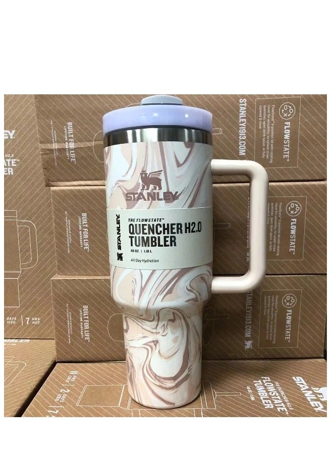 Stanley 2-Pack Quencher H2.0 FlowState 40oz Stainless Steel Vacuum Insulated Tumbler with Lid and Straw – Rose Quartz & Swirl, Leak-Resistant Double-Walled Design, Keeps Drinks Hot for 7 Hours & Cold for 24 Hours, Perfect for Travel, Workouts, and Daily Hydration, Durable & Stylish - Image 2