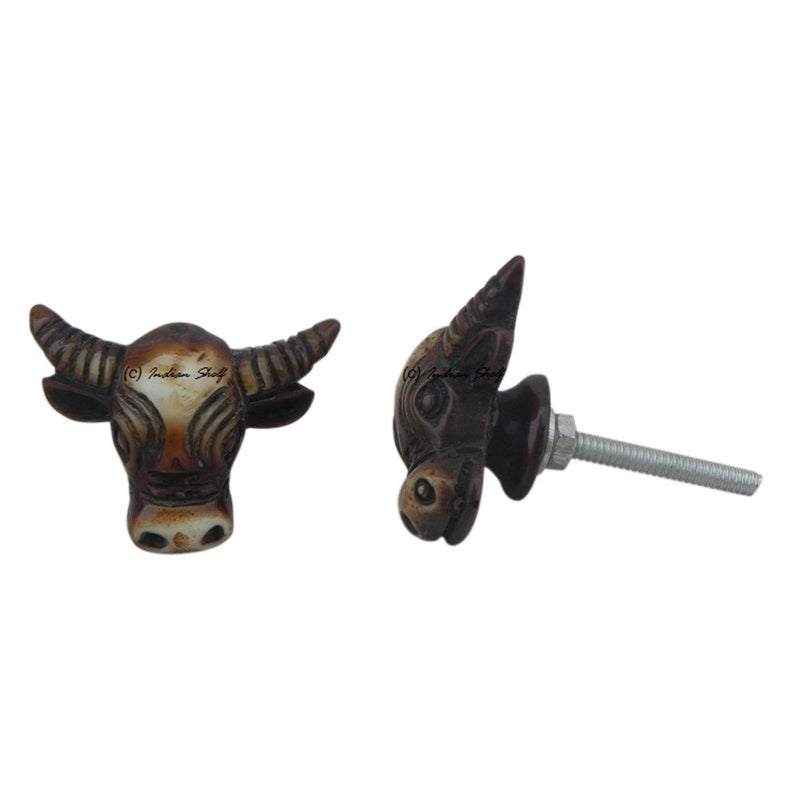 Indian-Shelf IndianShelf 4 Piece Brown Knobs Bone Door Knobs for Drawers Buffalo Handle Door 317 cm Handle Pulls 