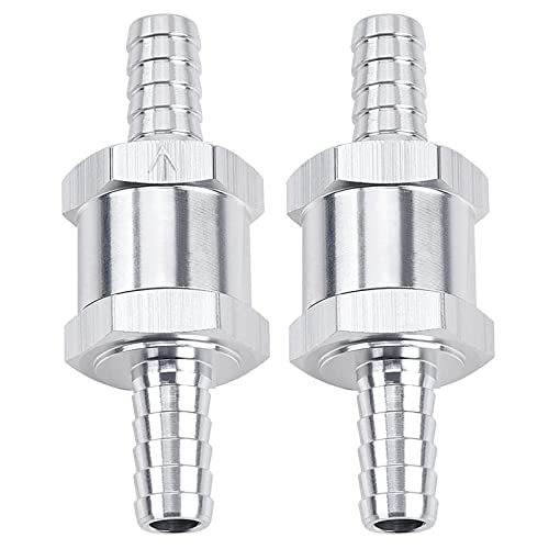 GSTP 2 Packs 3/8" 10mm Aluminium Alloy Non Return One Way Fuel Line Check Valve Sliver - Image 1