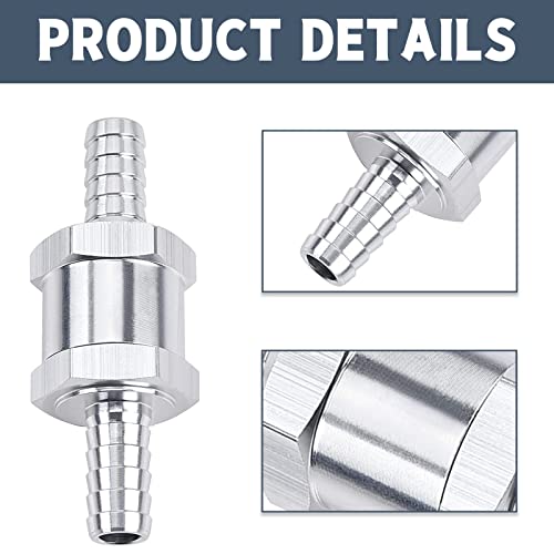 GSTP 2 Packs 3/8" 10mm Aluminium Alloy Non Return One Way Fuel Line Check Valve Sliver - Image 4