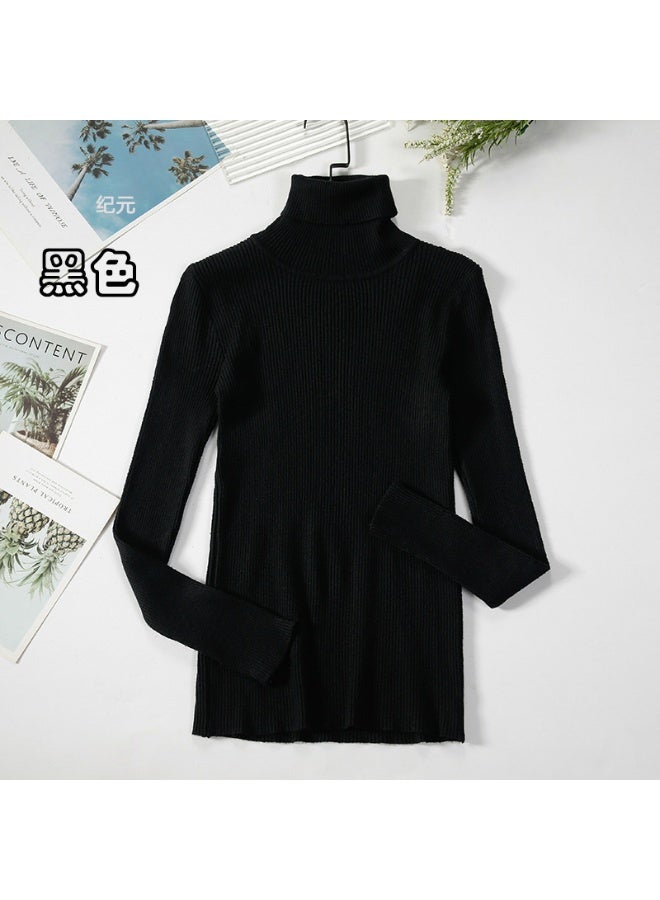 NIBEMINENT Simple Women Turtleneck Sweater Winter Fashion Pullover Elastic Knit Ladies Jumper Casual Solid Female Basic Tops - Image 1