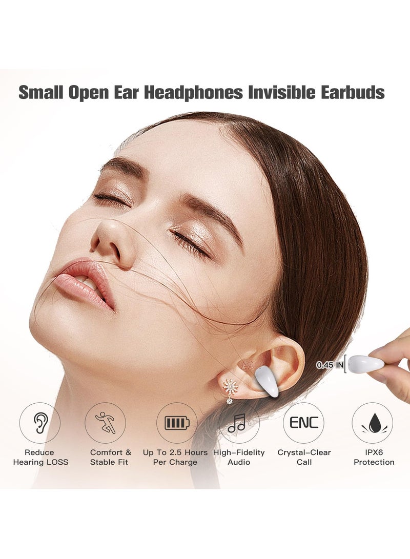 Barakah Open Ear Bone Conduction Headphones, 24 Hours Playtime, Bluetooth 5.3 Wireless EHeadphones with Mic, Clip-On Earbuds with Digital Display Charging Case, White - Image 2