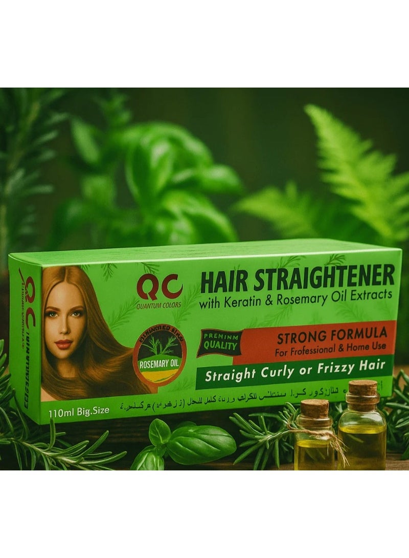 QC Hair Straightener with Keratin & Rosemary Oil Extracts 110ml | Strong Formula for Curly & Frizzy Hair - Image 1