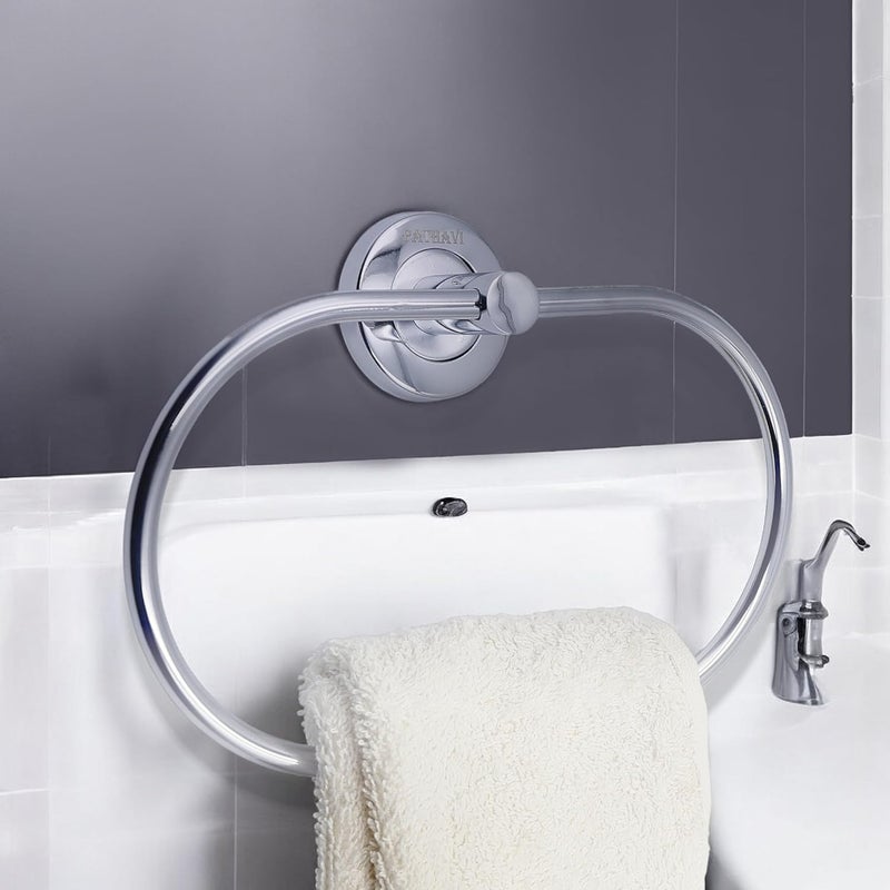 Pathavi Stainless Steel Towel Holder for Bathroom | Wash Basin | Towel Hanger | Napkin Holder for Wash Basin | Towel Ring| Bathroom Accessories (Oval, Chrome Finish, Pack of 1) - Image 5