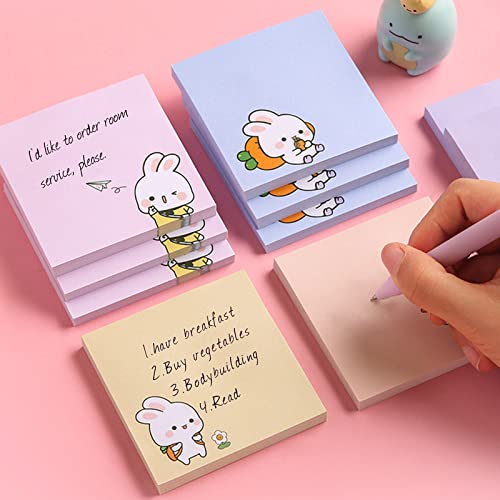 LinQuick 4 Pack 80Sheets Per Pack 3.15x3.15in Self-Stick Note Pads, Kawaii Sticky Notes,Cute Sticky Notes,Korean Sticky Notes,Cute Stationary,Cute School Supplies Aesthetic (Happy Rabbit) - Image 3