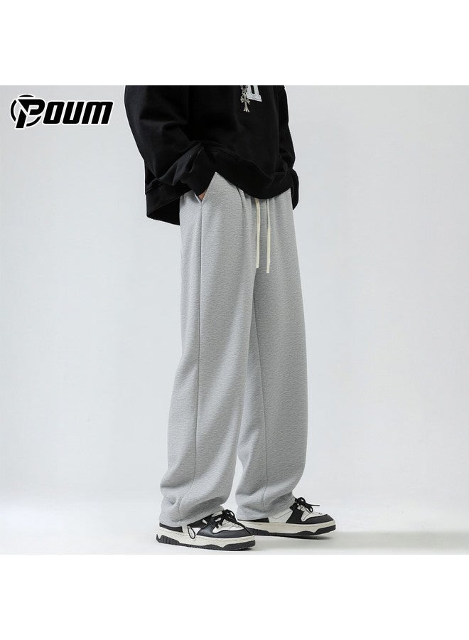 Poum American Style Casual Pants Men Spring Summer Trendy Draped Loose Sports Wide-leg Pants Ym19 Gray M - Image 1