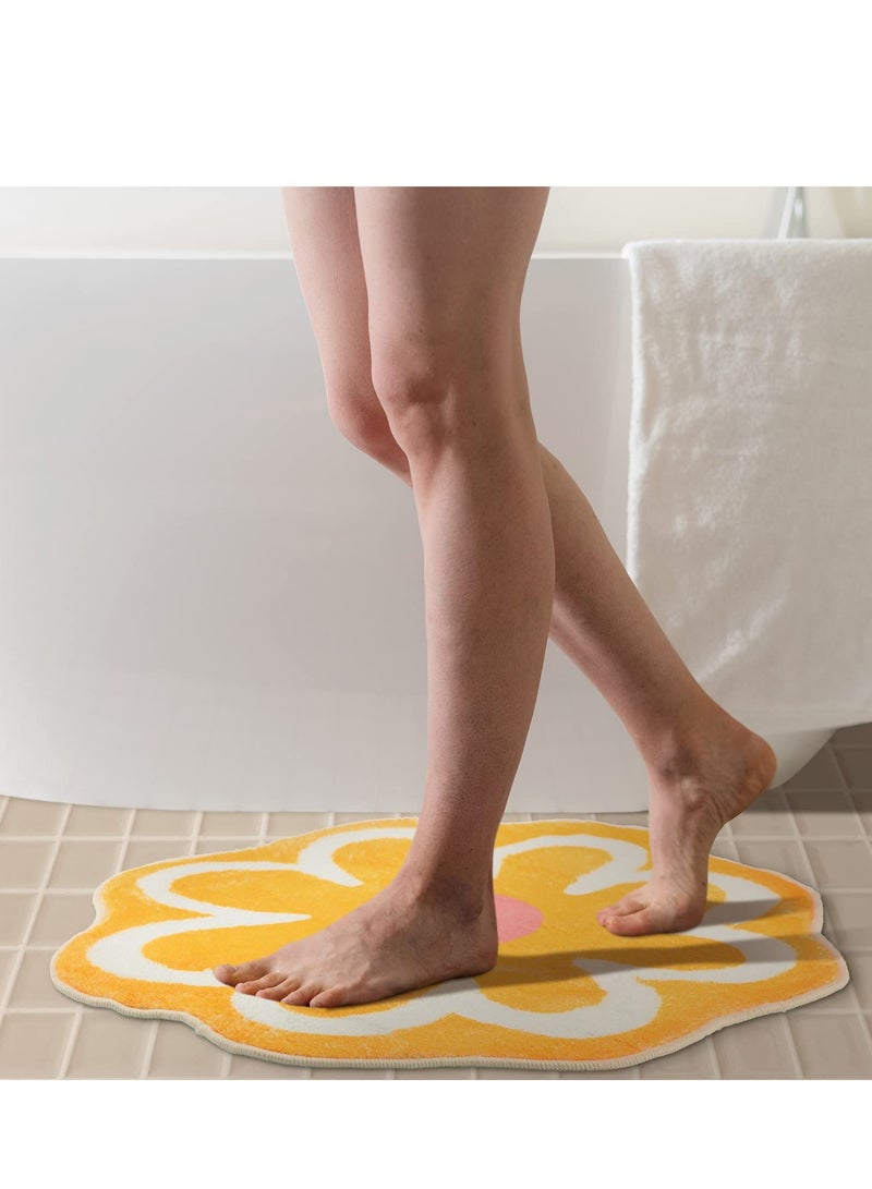 SOLARAE 3 Pcs Daisy Cute Bath Mat Flower Shaped,Fun Toilet Rug Cute Bathroom Rugs,Non-Slip, Absorbent, Washable for Kids' Bedrooms- 23.6 x 23.6'' - 3 Colors - Image 5