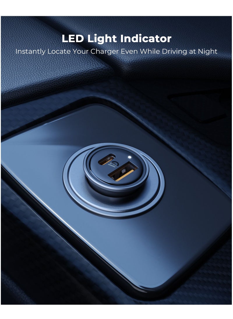 VOLTME - USB C Charger, Mini 20W PD&QC 3.0 Dual USB Car Charger Alloy Car Adapter for iPhone 15 Pro Max/14/13/12/11 series, iPad Pro/Air 2/mini, Galaxy and Many More- Grey - Image 1