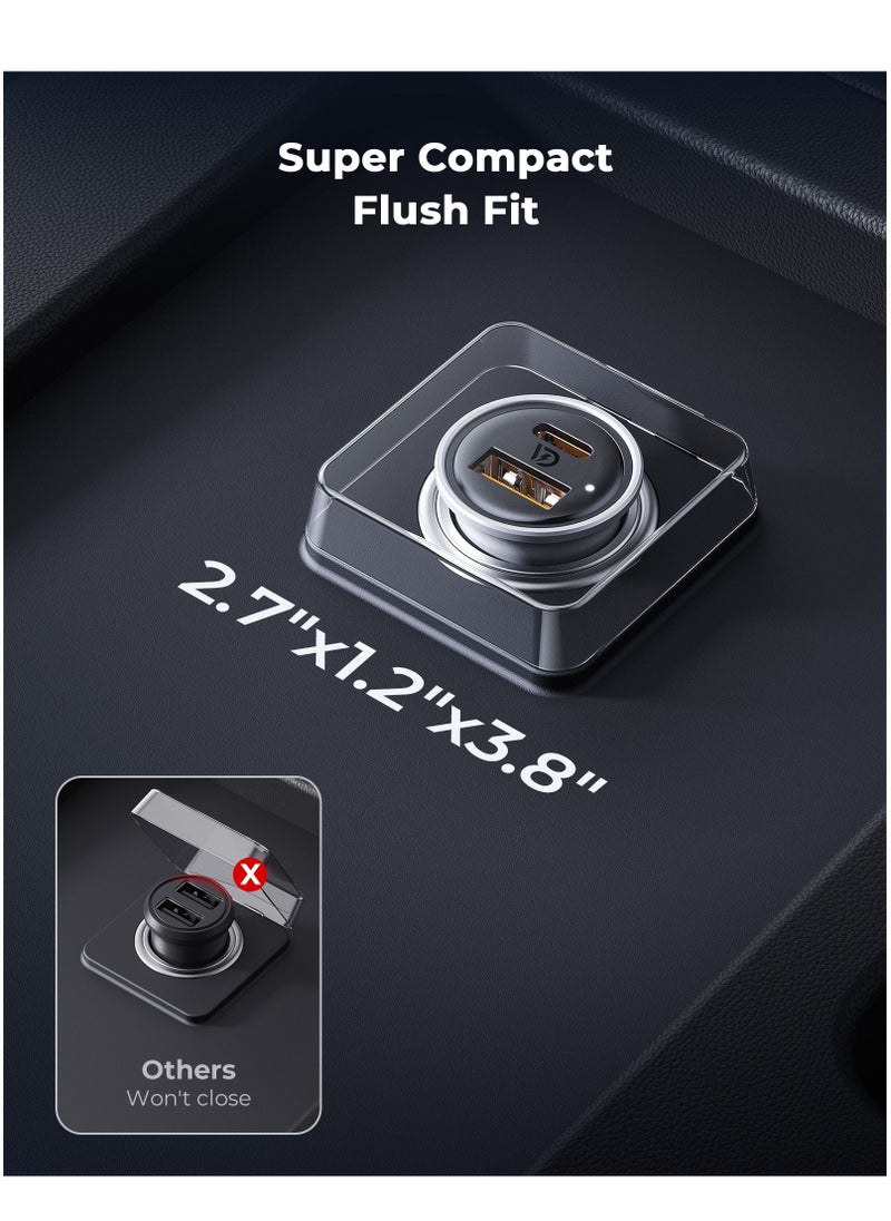 VOLTME - USB C Charger, Mini 20W PD&QC 3.0 Dual USB Car Charger Alloy Car Adapter for iPhone 15 Pro Max/14/13/12/11 series, iPad Pro/Air 2/mini, Galaxy and Many More- Grey - Image 1