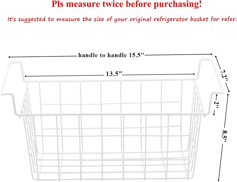 Orgneas 15.5 Inch Freezer Organizer Bins for Chest Freezer Refrigerator Basket Storage Rack Bins Deep Freezer Metal Wire Baskets 2pcs - Image 3