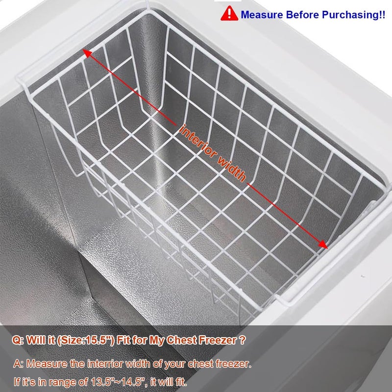 Orgneas 15.5 Inch Freezer Organizer Bins for Chest Freezer Refrigerator Basket Storage Rack Bins Deep Freezer Metal Wire Baskets 2pcs - Image 4