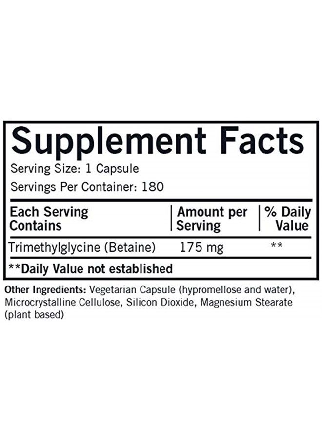 TMG (Trimethylglycine) 175 mg - 180 Capsules