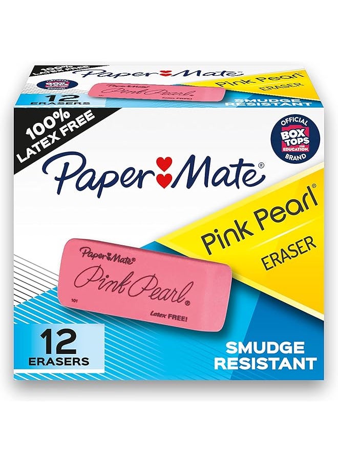 Paper Mate Pink Pearl Erasers Large 12 Count  - Image 1