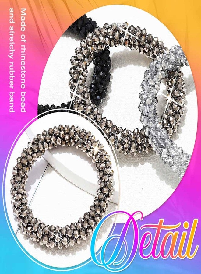 Kilshye Rhinestone Hair Tie Scrunchies Fancy Ponytail Holders Hair Accessories for Women (Pack of 3) - Image 5