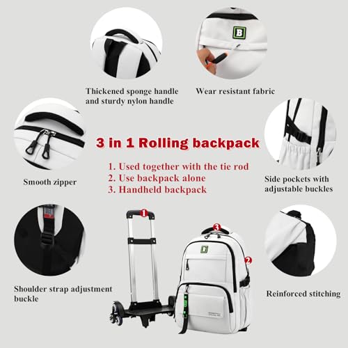 Armbq Rolling Backpack for Boys Kids with Wheels Trolley School Bag for Teens Elementary Wheeled Backpack - Image 4