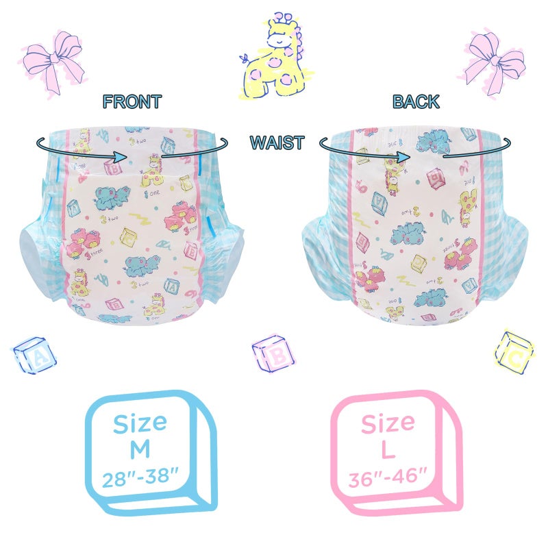 Littleforbig Adult Printed Diaper 10 Pieces - Vintage Baby (Large 36"-46") - Image 2