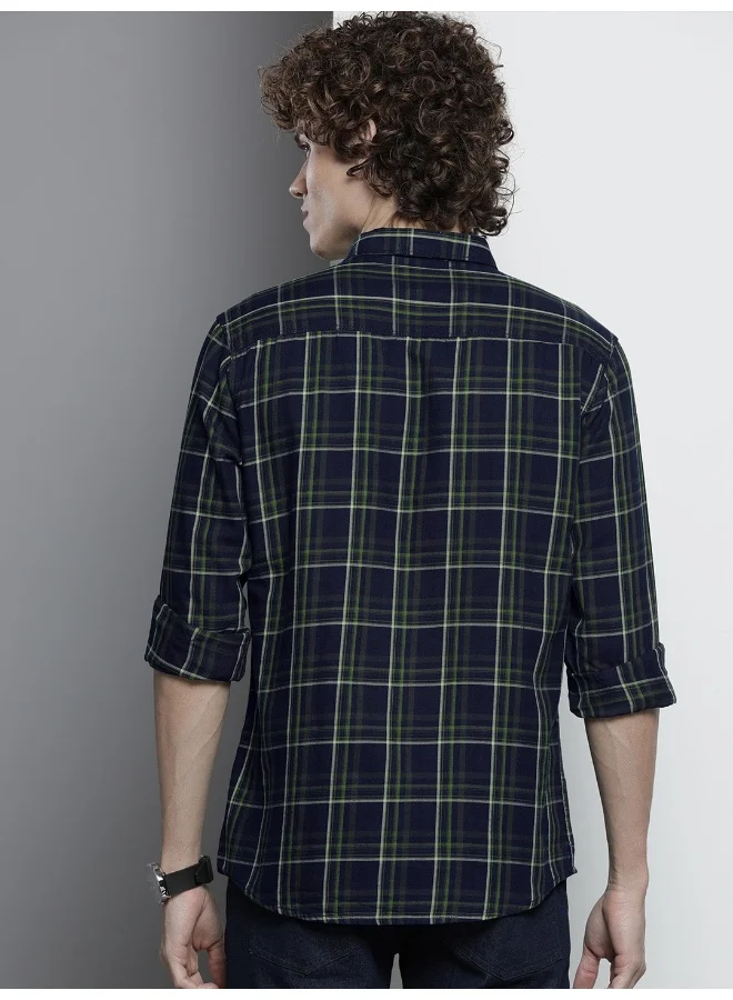 The Indian Garage Co Men Slim Fit Checkered Full Sleeves Spread Collar Casual Shirt