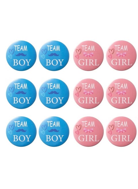 Gender Reveal Pins, 40 Pcs Team Girl and The Boy Button Pin, Baby Shower Pink Blue Pins for Baby Shower Party Favors Baby Shower Party Favors Gender Reveal Party Supplies (2 Inches)