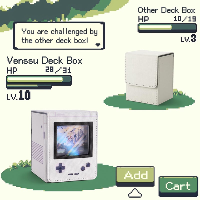 Venssu Retro Gaming Console Appearance MTG Deck Box with Commander Display, Card Deck Case Fit 120 Single Sleeved Cards, PU Leather Magnetic Card Storage Box with 2 Dividers, Compatible with TCG/PTCG (Pink) - Image 3