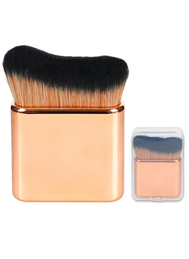 QJKLWV Self Tanner Brush,Large Self Tanning for Self Tan,Kabuki for Body,Body Makeup Brush for Flawless Leg Makeup,Bronzer Shimmer Glow Blend Brush,Sunless Tanner Makeup Body Brushes Vegan case (Rose gold) - Image 1