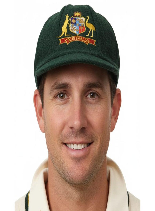 C Classic Baggy Style Test Cricket Cap, Dark Green Cap, Wool Design, for Cricket Lovers, Cricket Hat - Image 4