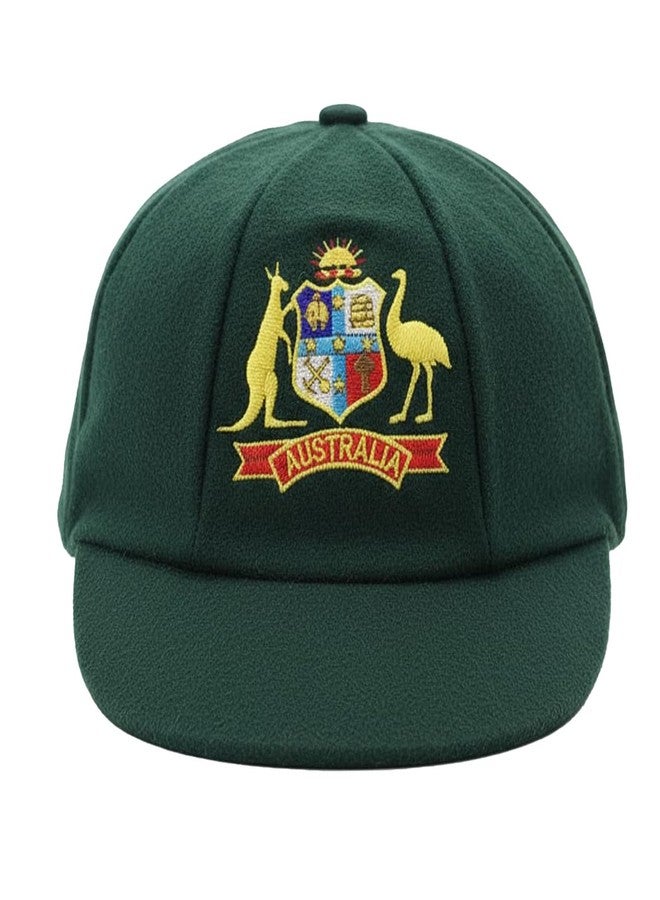 C Classic Baggy Style Test Cricket Cap, Dark Green Cap, Wool Design, for Cricket Lovers, Cricket Hat - Image 1