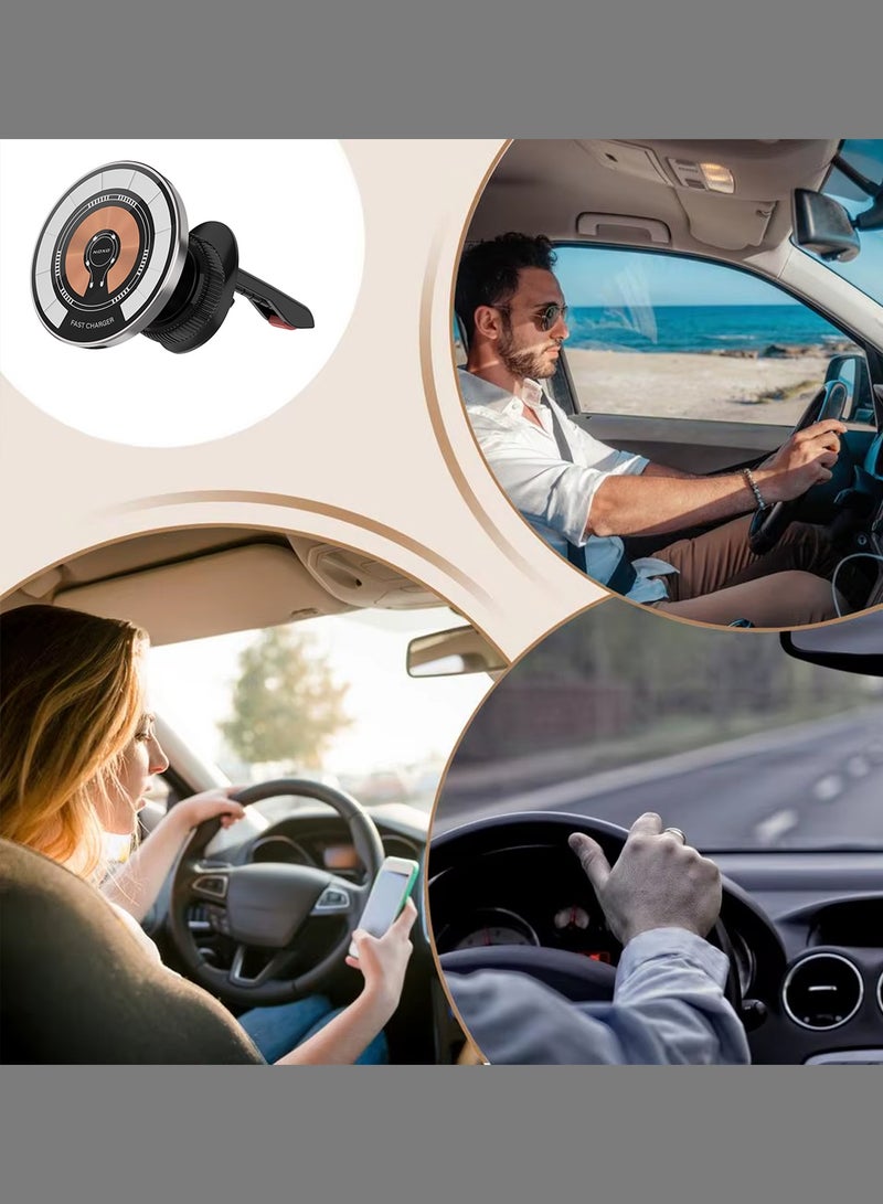 NOXO Magnetic Wireless Car Charger Holder HDN-7 – Fast Qi Charging, Air Vent Mount, Compatible with iPhone & Samsung (15W, Foldable Design) - Image 5