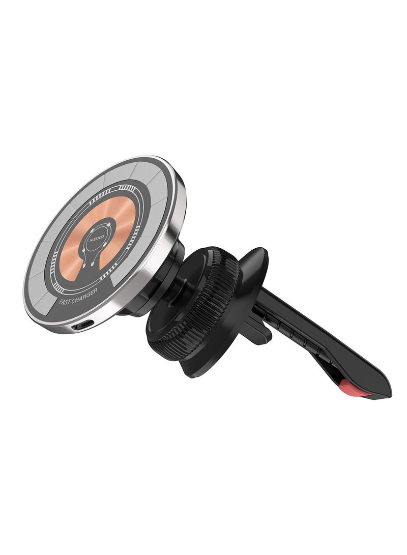 NOXO Magnetic Wireless Car Charger Holder HDN-7 – Fast Qi Charging, Air Vent Mount, Compatible with iPhone & Samsung (15W, Foldable Design) - Image 3