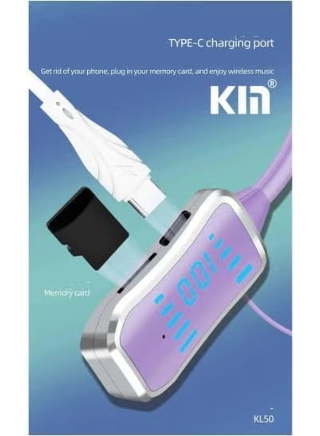 Kin KL50 Bluetooth Neckband Earphones, 48 Hours Playtime, LED Display, TF Card Support Black - Image 3