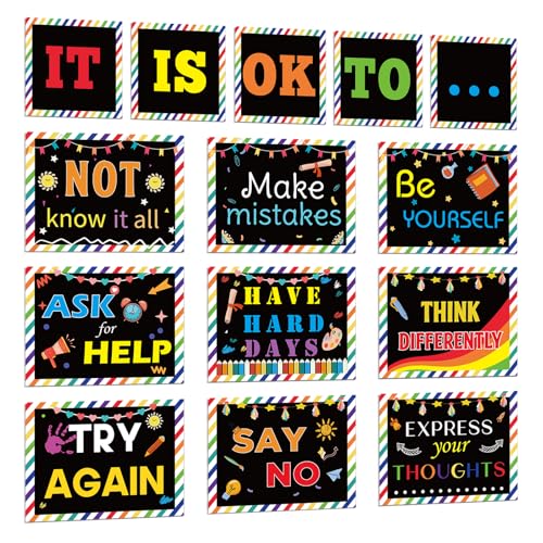 Woosytoo Inspirational Classroom Posters Motivational Bulletin Board Positive Classroom Psychology Wall Art Quote Decor Mental Health Posters Banner for Teachers Students School Home Office Child Therapy Decor - Image 1